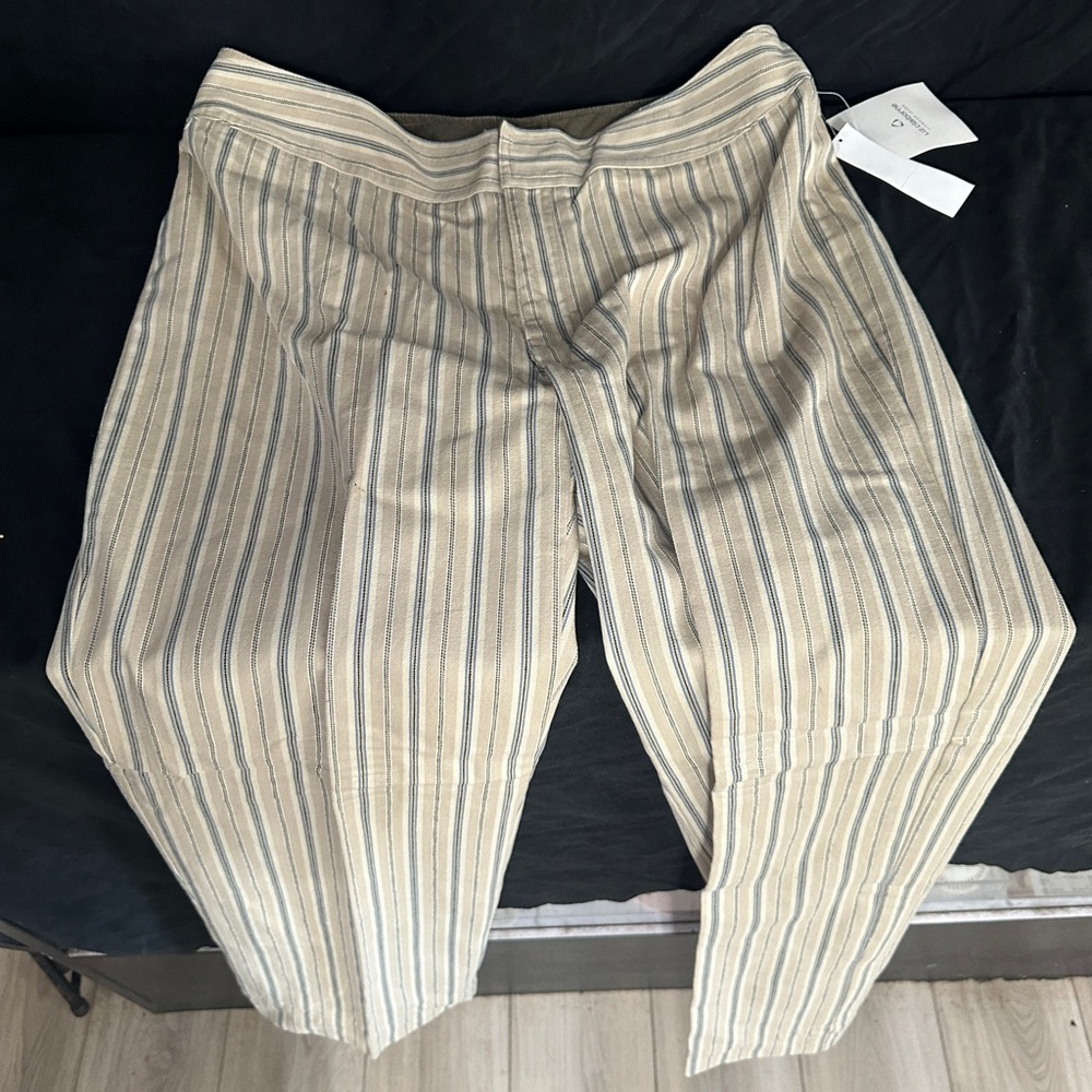 Liz Claiborne Beige and Blue Striped Trousers